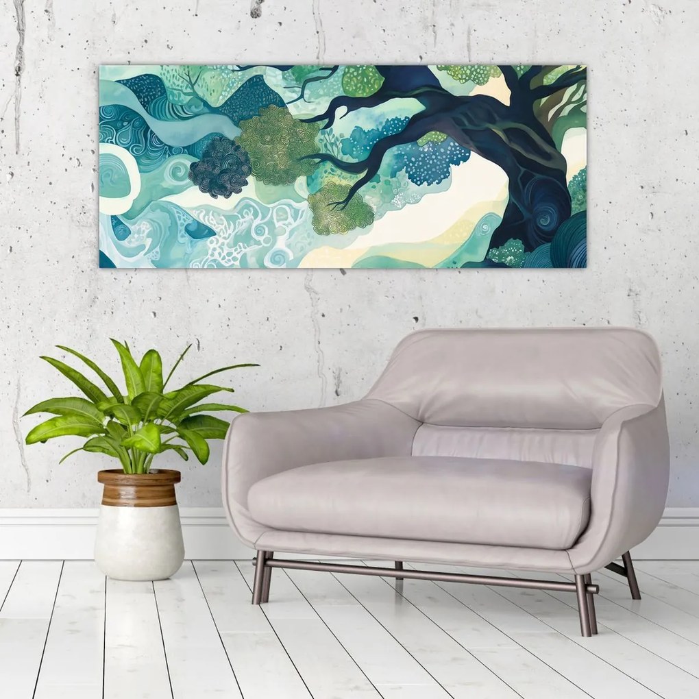 Kép – Az életfa zöld lombkoronája (120x50 cm)