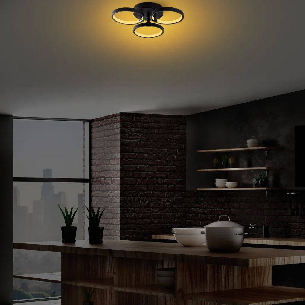 Halka-13310 fekete fém LED függőlámpa, 37 x 32 cm