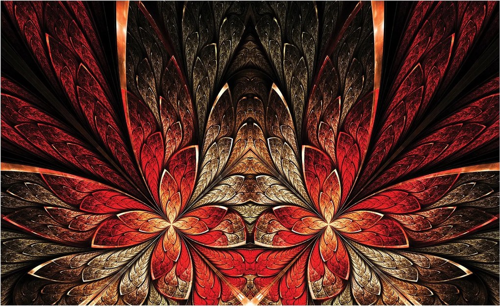 Fotótapéta Piros-arany Fraktálok 416x254 Absztrakt falikép +ragasztó