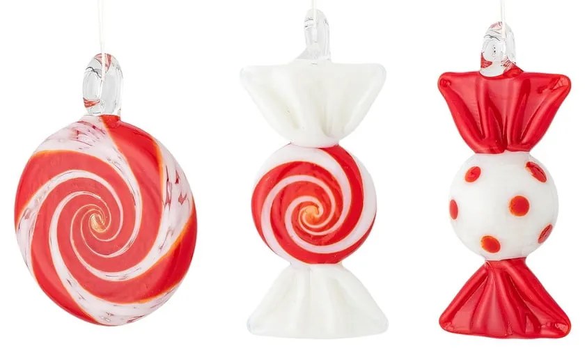 Üveg kézzel készített karácsonyfadísz készlet 3 db-os 6 cm Festive – Bloomingville