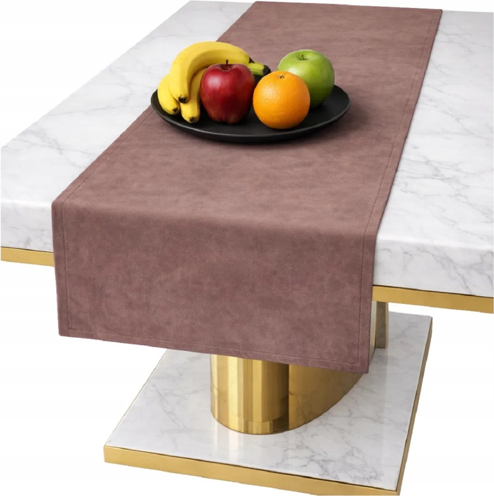 velúr Futófelület Piszkos Rózsaszín asztalra 40x220 cm klasszikus sima rózsaszín