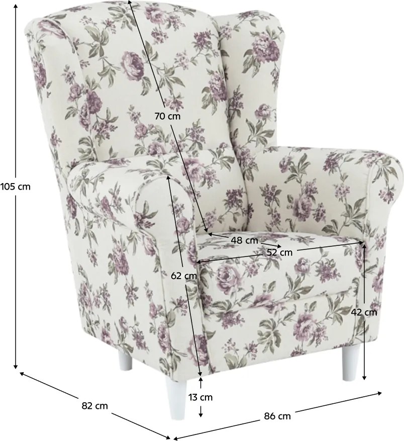 Füles fotel, szövet rose 18, CHARLOT