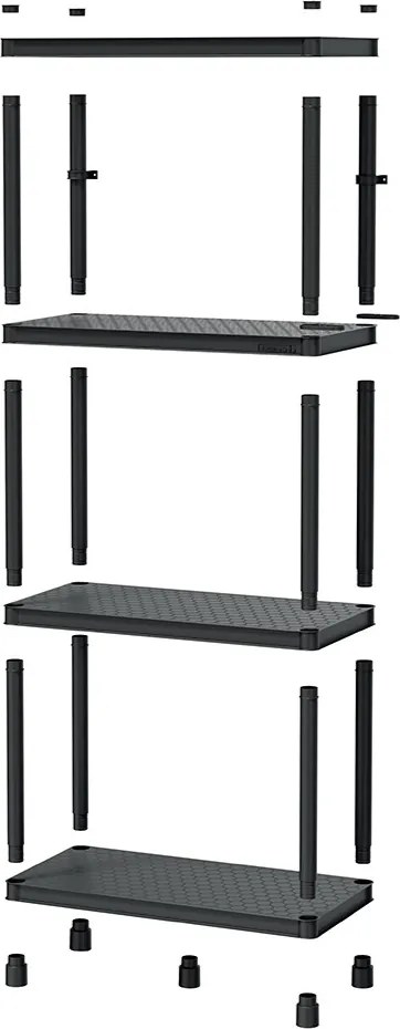 Műhelypolc STACKARO SOLID SMALL, 58x28x131,5cm, fekete Prosperplast