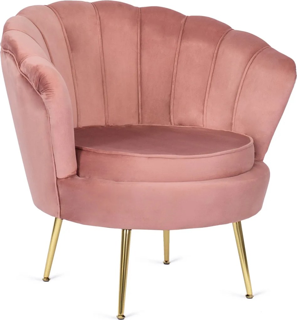 Fotel rózsaszín velúr kárpitozással - ANGEL