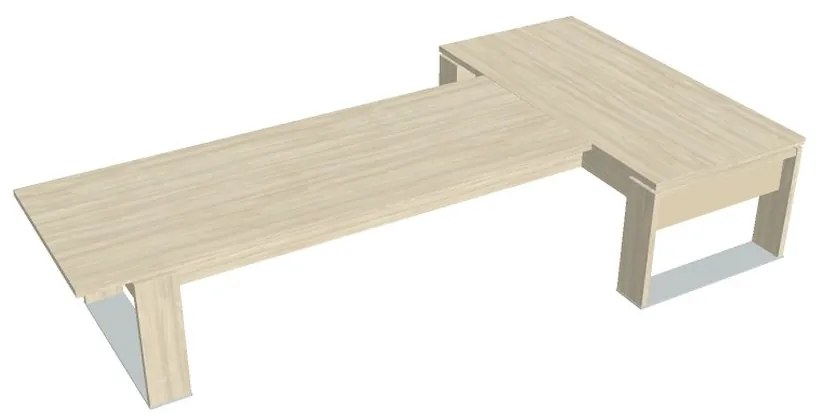 Verno+ S asztal 200 x 370 cm, kiegészítő íróasztallal, akác / vanília