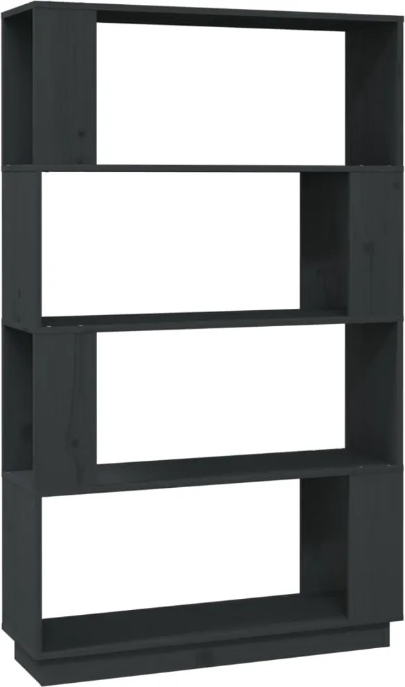 vidaXL szürke tömör fenyőfa könyvszekrény/térelválasztó 80x25x132 cm