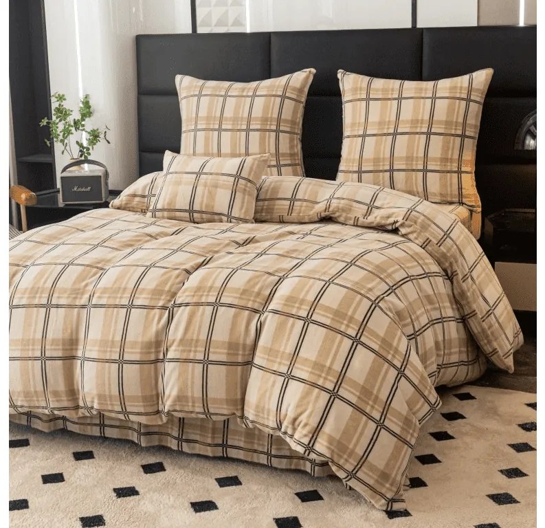 Mikroplüss ágynemű PLAID krém Ágyneműhuzat mérete: 2 ks 70 x 90 cm | 200 x 220 cm
