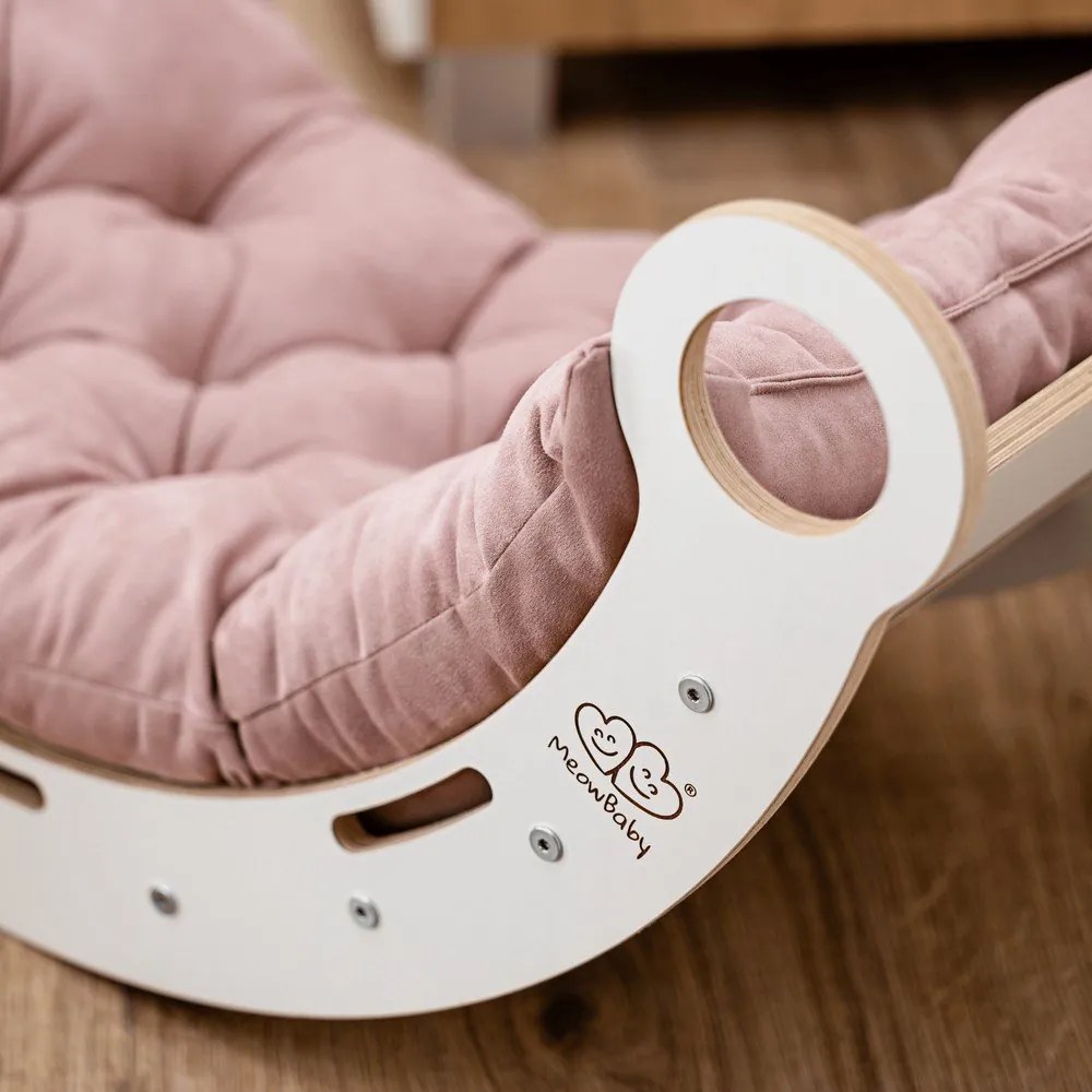 Fehér-rózsaszín borovi fenyő hinta 39x75x38 cm Montessori – Meowbaby