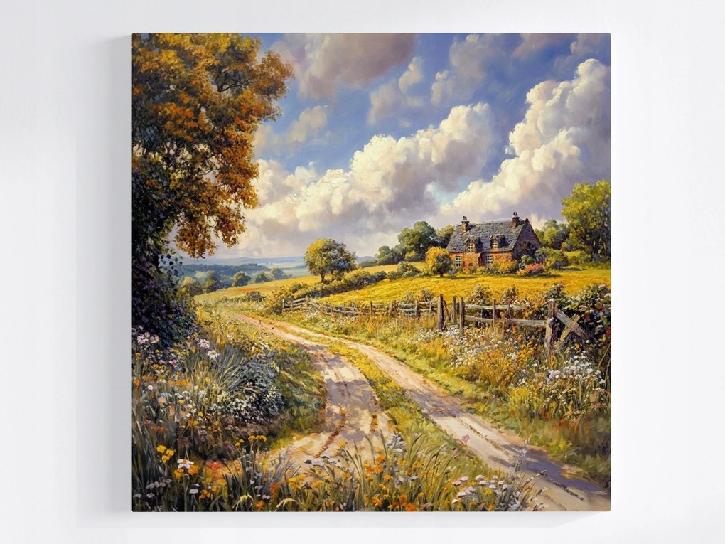 Vászonkép Canvas Tájkép Rusztikus Szabadtéri Falu Ház Út Nyár 40x40