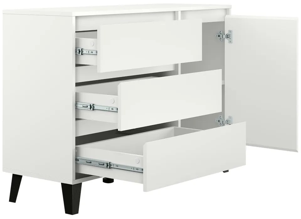 BOGAN 1D3S komód, fehér