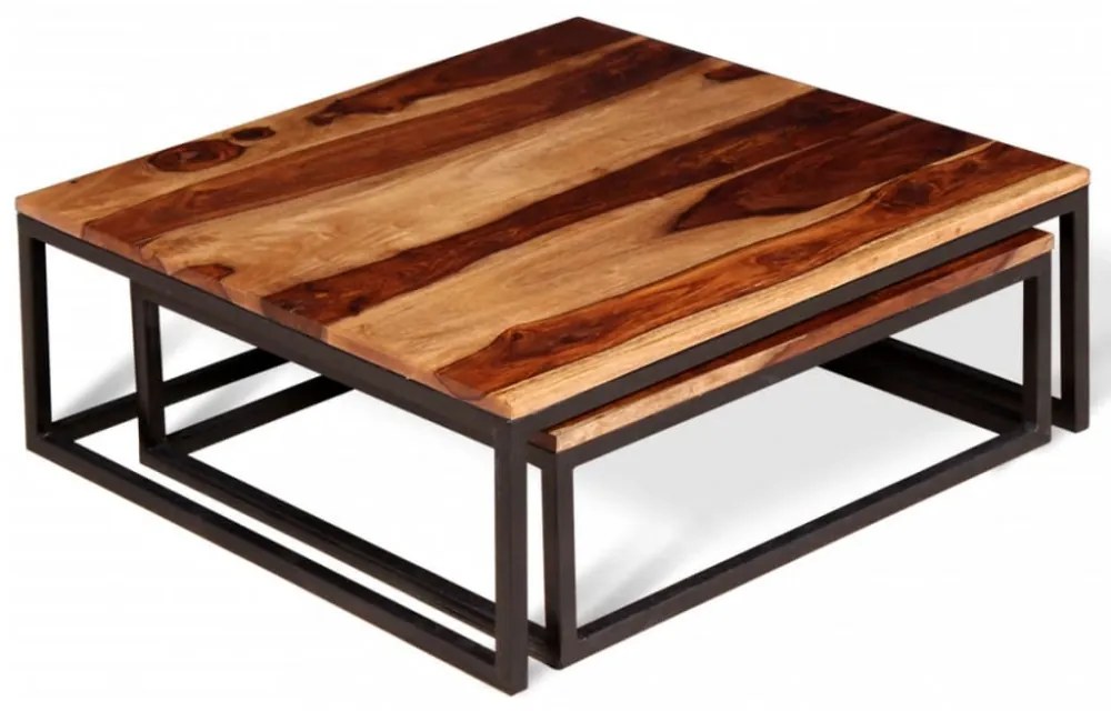 2 db egymásba tolható akácfából dohányzóasztal