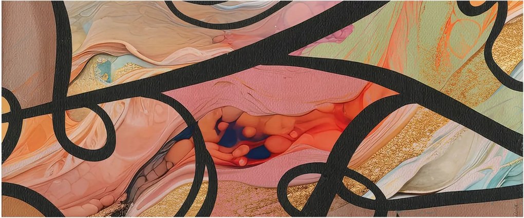 Divatos Flizelin Tapéta Ragasztóval Fali 3D Színes mozgás 250x104 Ragasztó