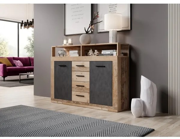 RUNA komód világosbarna/antracit