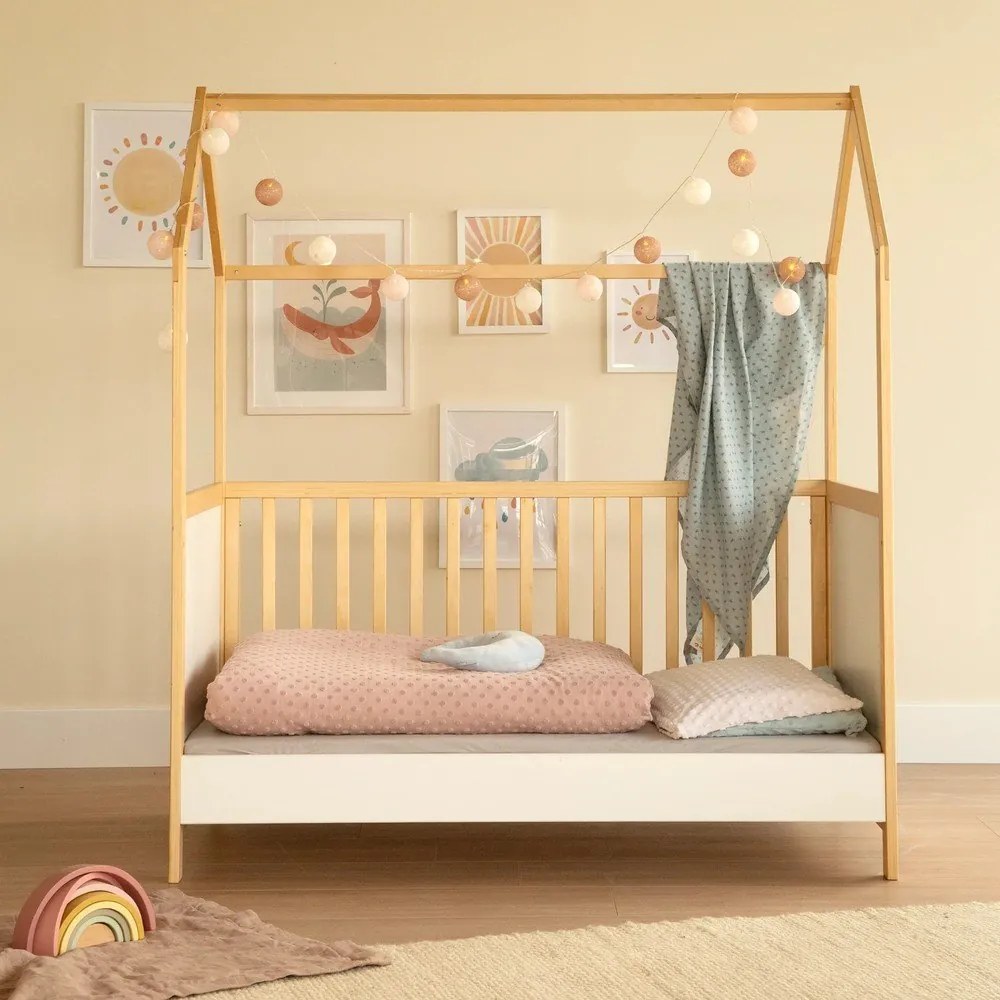 Fehér-natúr színű babaágy 70x140 cm – Roba