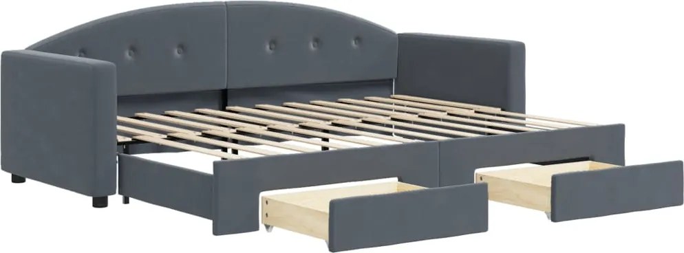 vidaXL sötétszürke kihúzható bársony heverő fiókkal 80 x 200 cm
