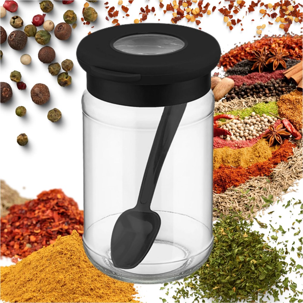 Befőttesüveg Fűszertartó 370 ml kanállal Praktikus és esztétikus