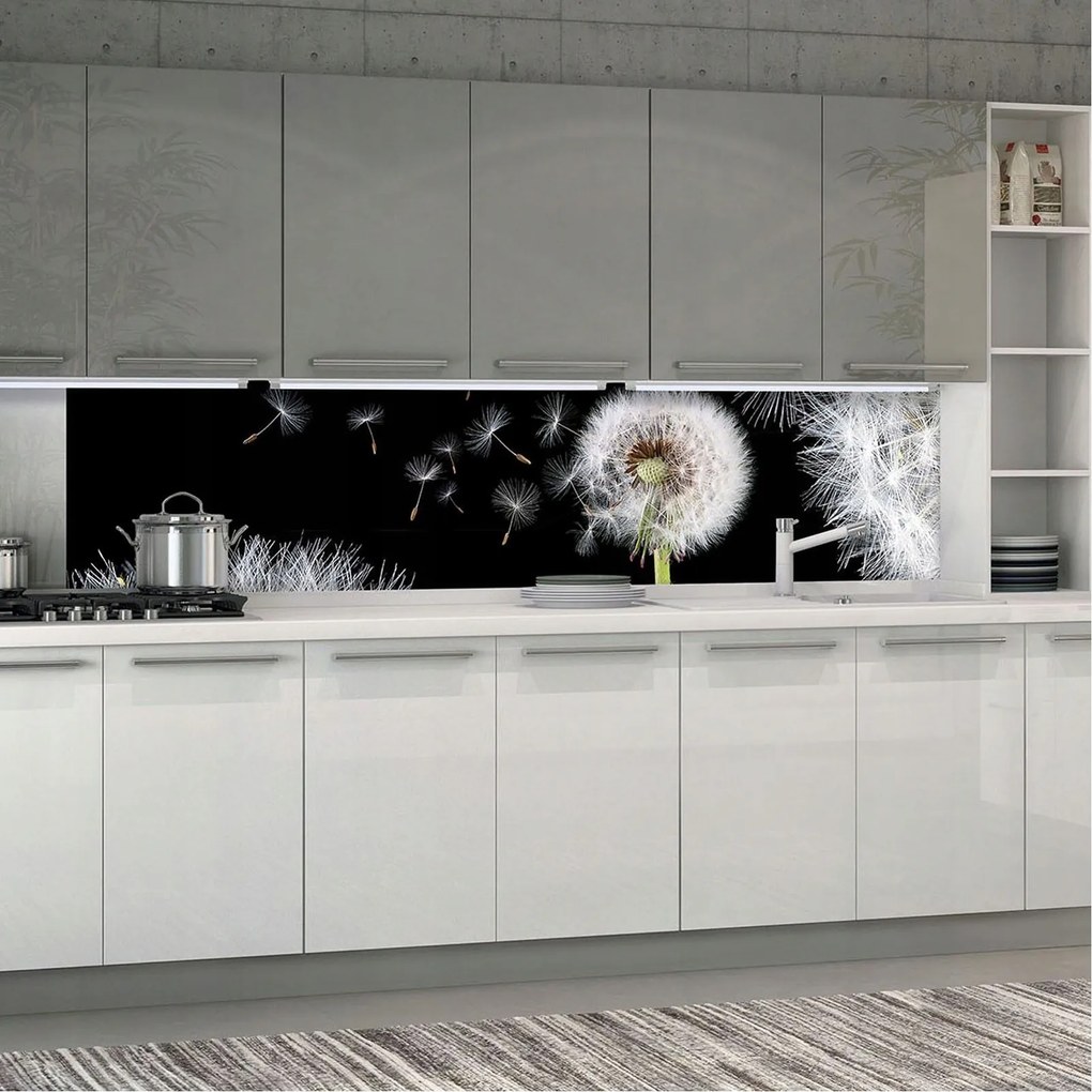 Fotótapéta Pitypang Magok szél és álmok fekete alapon 250x60 +ragasztó