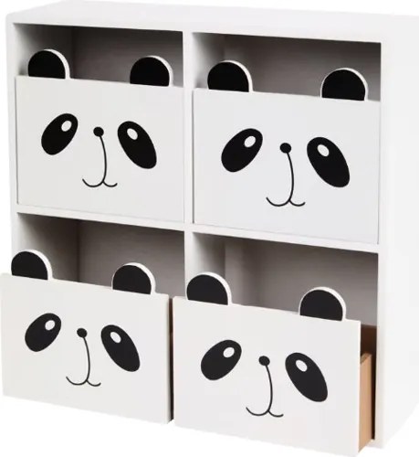 Mini Gyerek Komód Asztali Gombos Dekoráció Fehér Panda 27cm