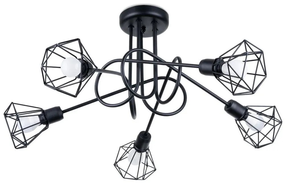 Sollux SL.1110 - Csillár rúdon ARTEMIS 5xE14/40W/230V fekete