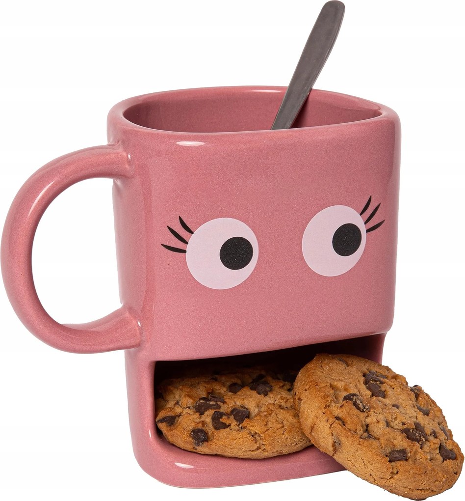 Kerámia bögre keksztartóval rózsaszín 240ml