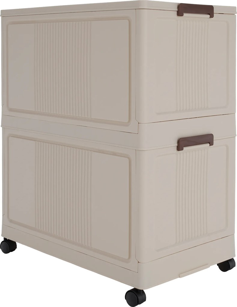 Összecsukható szekrény, fehér/barna, műanyag, POSA TYP 1