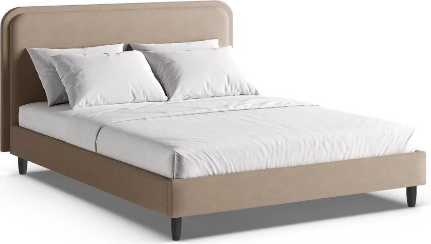 Szürkésbézs kárpitozott franciaágy ágyráccsal 200x200 cm Aveline – Micadoni