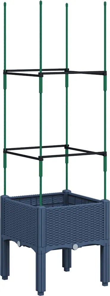 vidaXL kékszürke polipropilén rácsos kerti ültetőláda 40 x 40 x 142,5 cm
