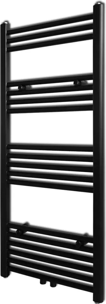 vidaXL Fekete fürdőszobai egyenes törölközőtartó központi fűtéssel 500x1160mm