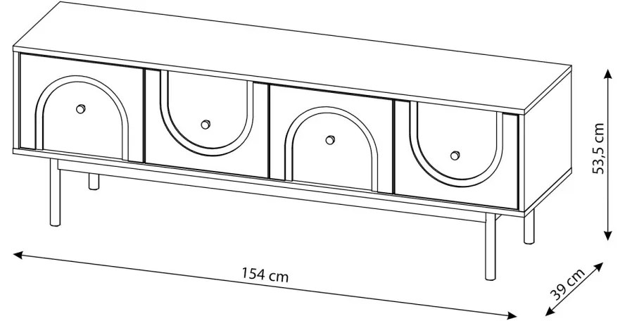 Suport TV în culoare cașmir/auriu. MAZOMA RTV 4D, 154 cm