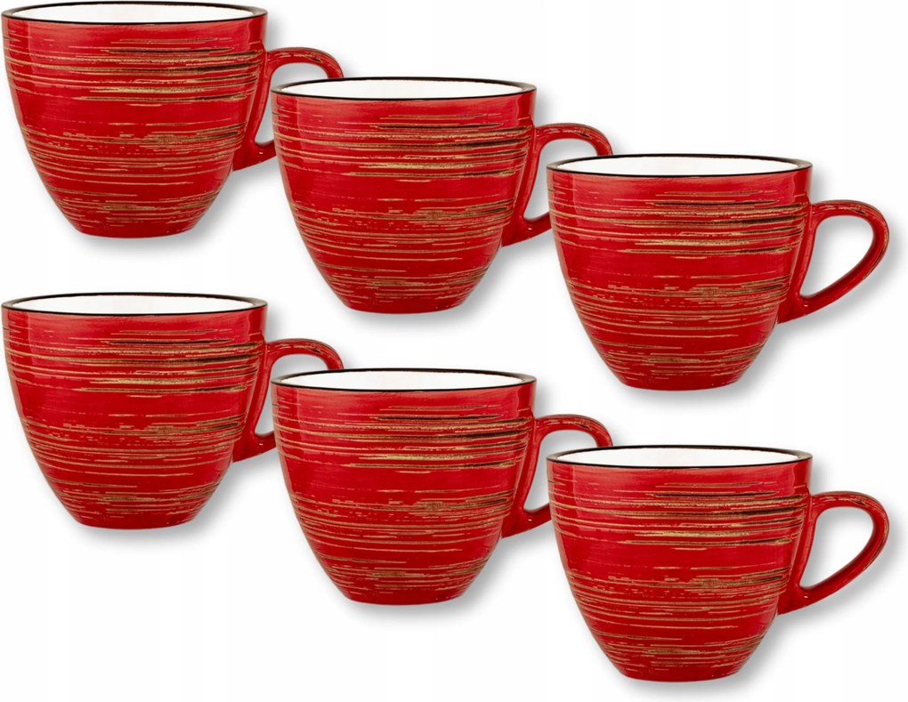 6 darabos eszpresszó kávéscsésze készlet, Porcelán, ajándék, Piros, 75 ml, Wilmax