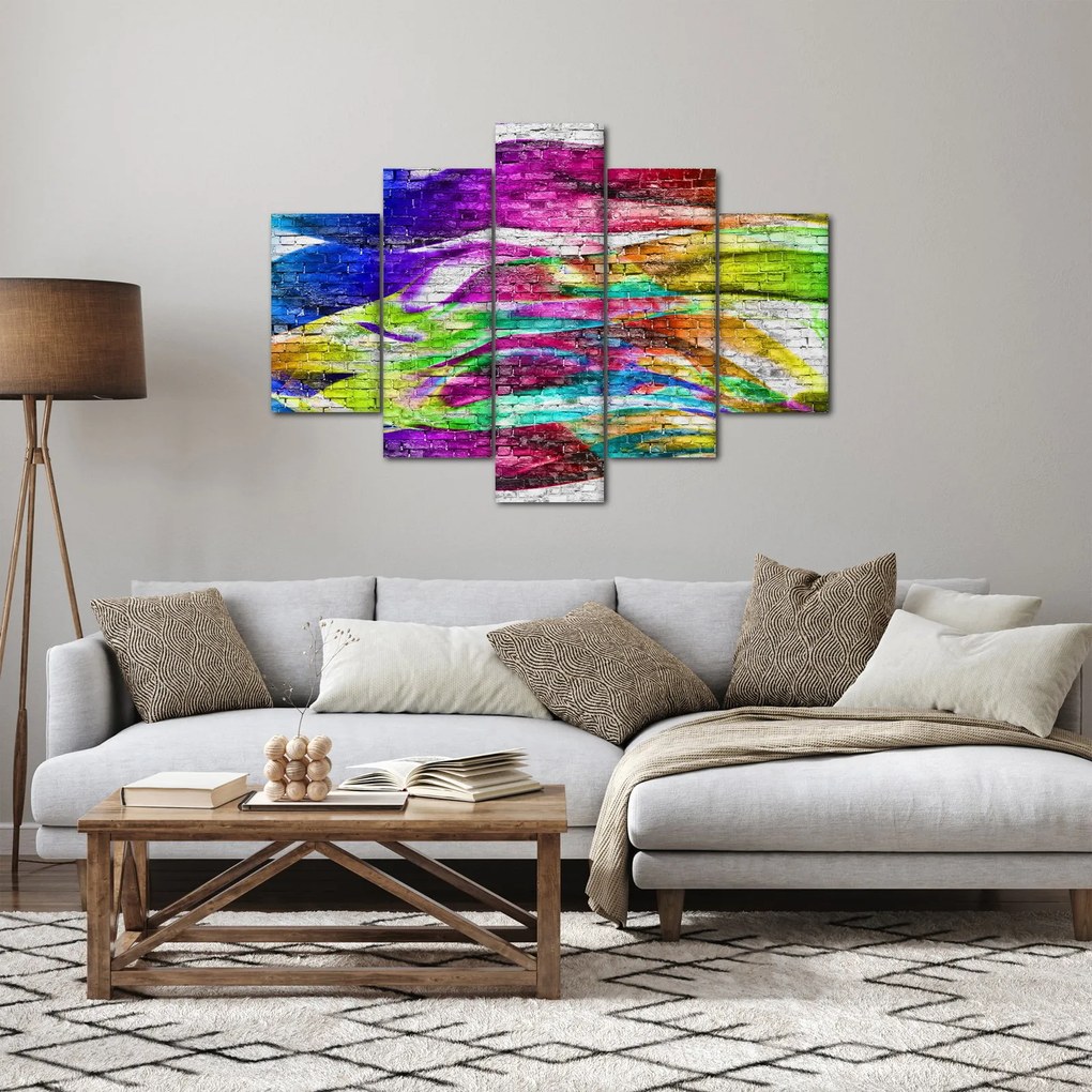 Kép - Téglafal színes lángokkal (150x105 cm)