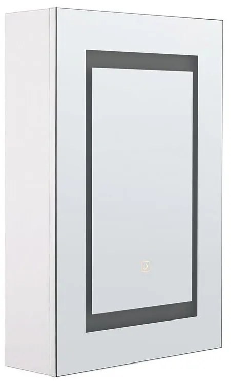 Fehér És Ezüst Fali Fürdőszoba Szekrény LED Tükörrel 40 x 60 cm MALASPINA Beliani