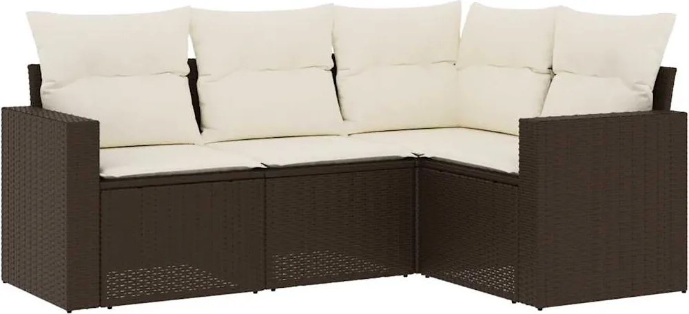 vidaXL 4 részes barna polyrattan kerti ülőgarnitúra párnákkal
