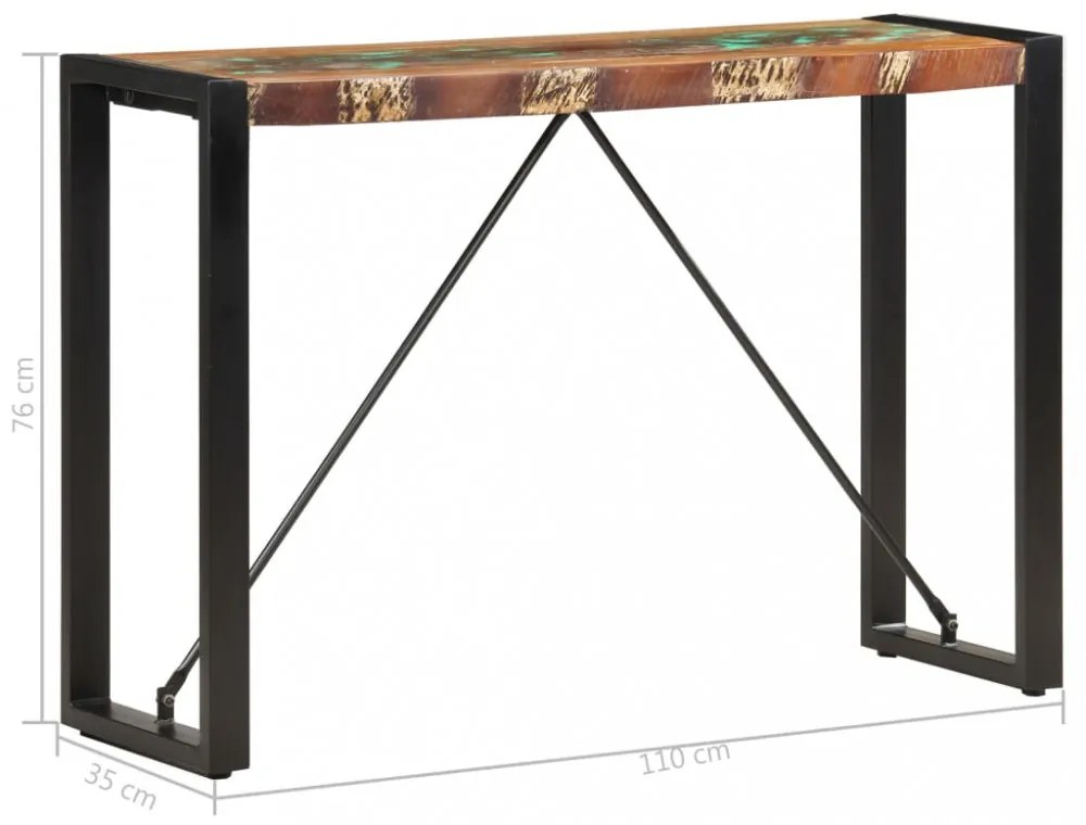tömör újrahasznosított fa tálalóasztal 110 x 35 x 76 cm