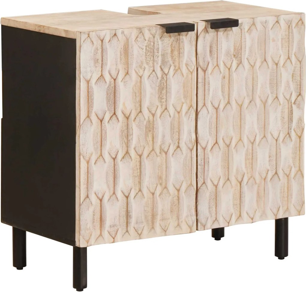 vidaXL Fürdőszobai mosdószekrény Fehér 62 x 33 x 58 cm Tömör Mangófát