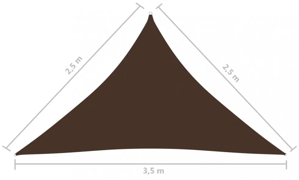 barna háromszögű oxford-szövet napvitorla 2,5 x 2,5 x 3,5 m