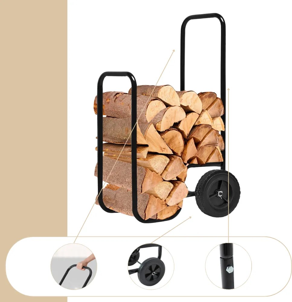 AUREL tűzifa szállító kocsi, 56x45x105cm, fekete Gardebruk