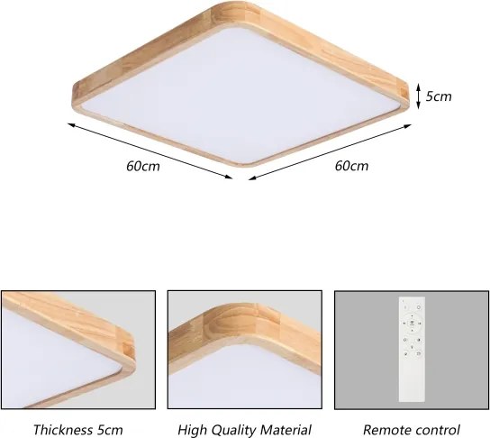 Brilagi - dimmelhető LED lámpatest WOODLINE SQUARE LED/80W/230V tölgy 60x60 cm + távirányító