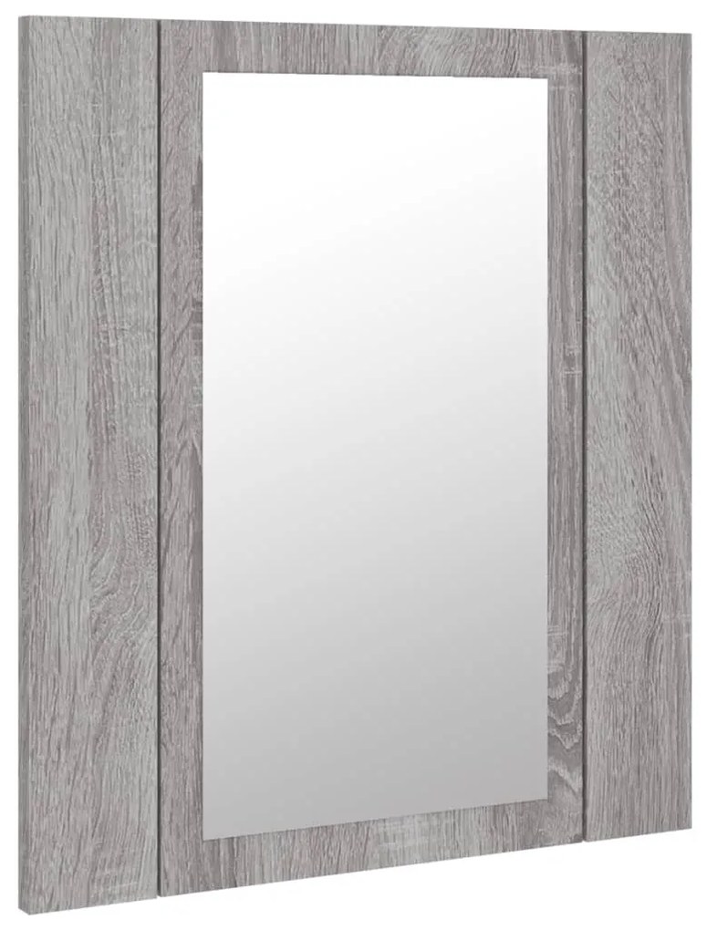 szürke sonoma szerelt fa tükrös szekrény LED-del 40x12x45 cm