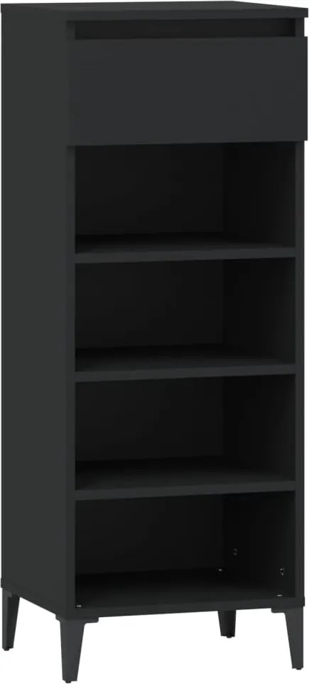 vidaXL fekete szerelt fa cipőtároló szekrény 40x36x105 cm