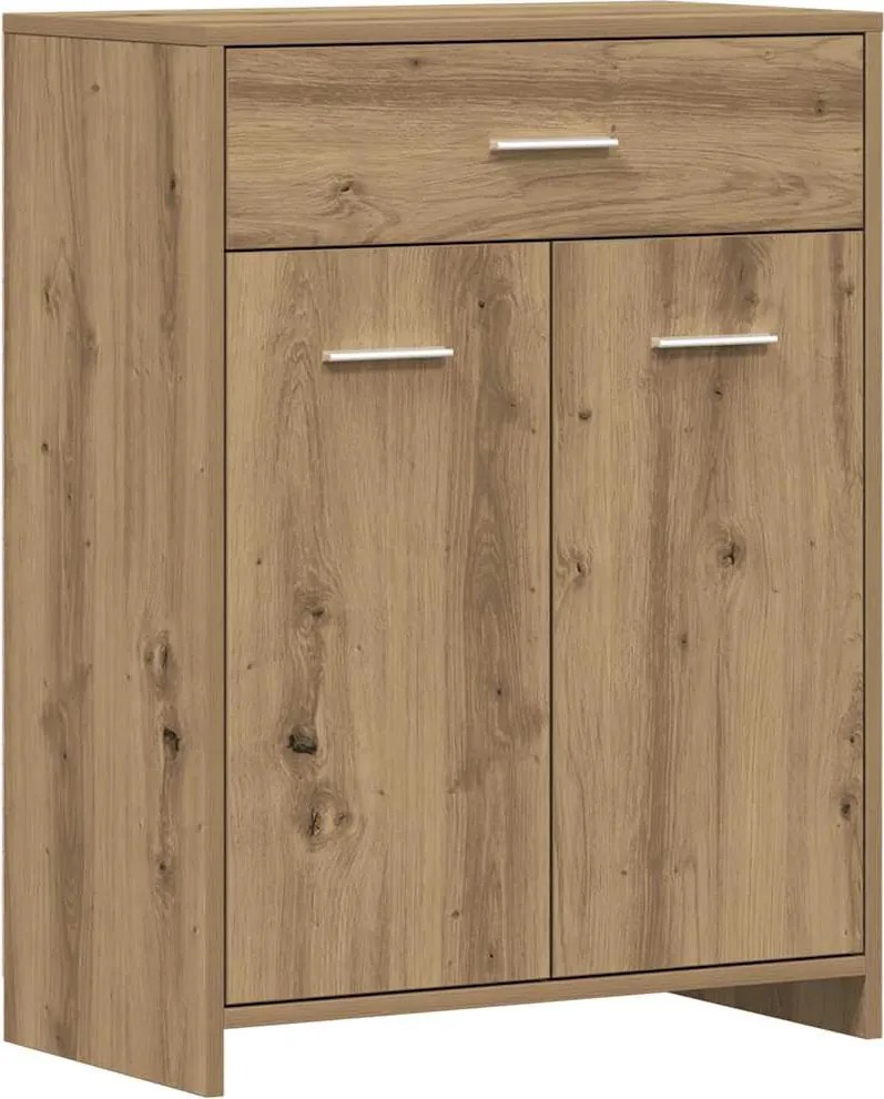 vidaXL kézműves tölgy színű szerelt fa mosdószekrény 60 x 33 x 80 cm