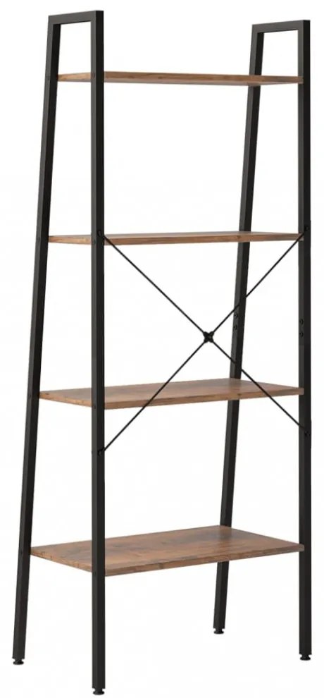 4 szintes sötétbarna és fekete állópolc 56 x 35 x 140 cm
