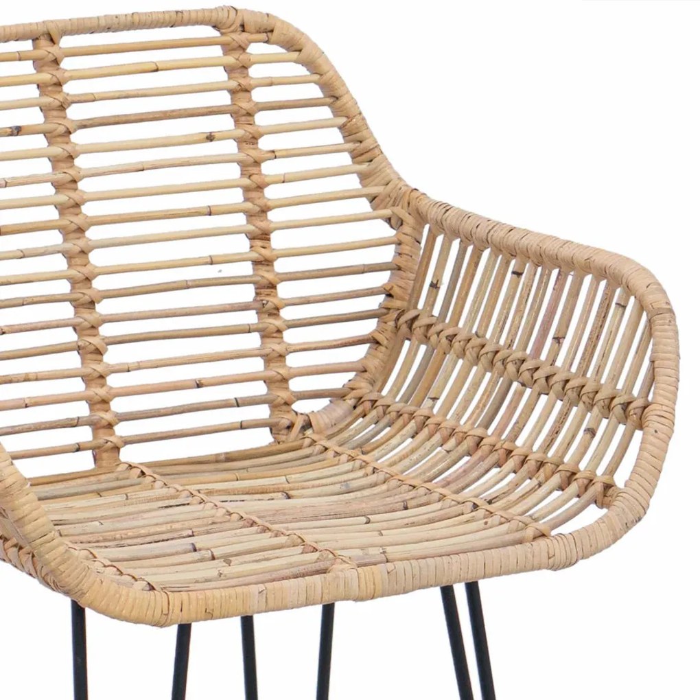 Bárszék 2 pcs Természetes 55 x 52 x 92 cm Rattan és Vas