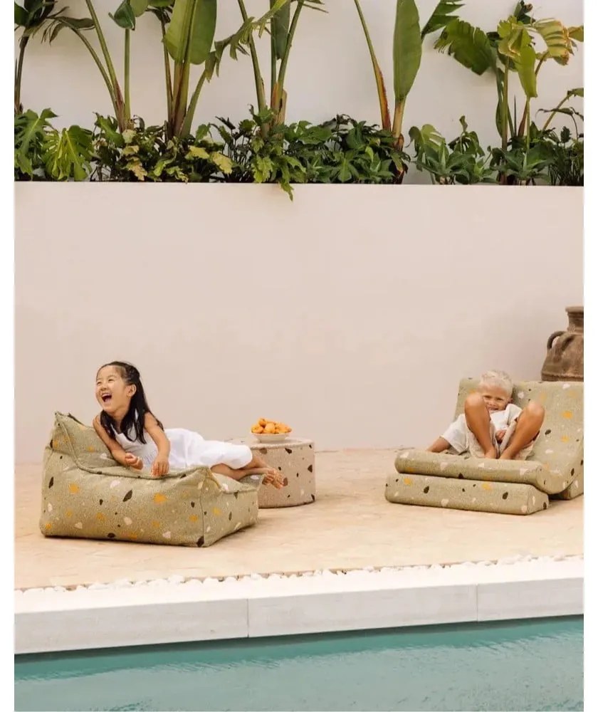 Zöld buklé-zsenília gyerek babzsákfotel Terrazzo Chair – Wigiwama