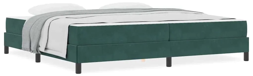 Boxspring ágy matraccal Sötétzöld 200 x 210 cm Bársony
