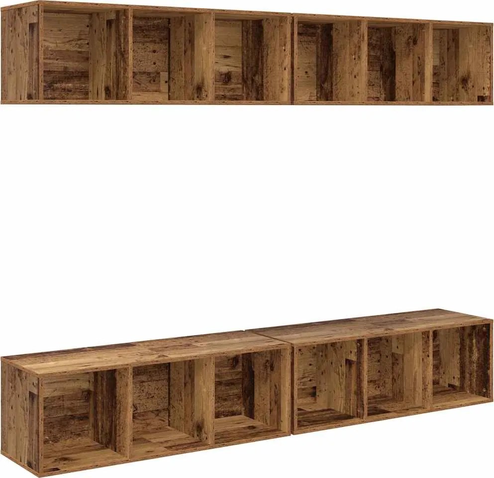 vidaXL TV szekrény garnitúra 4 pcs Öreg fa 37 x 37 x 107 cm Faanyag
