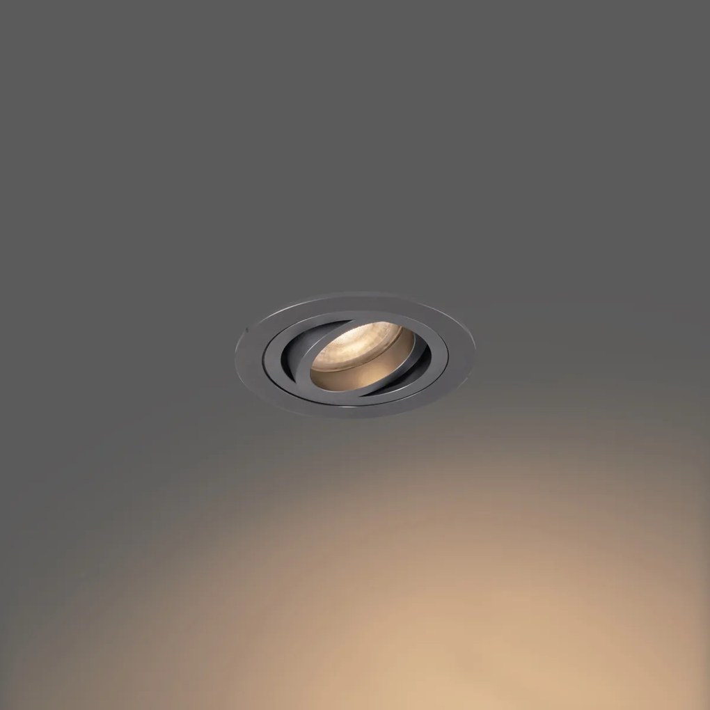 Modern beépíthető spotlámpa, antracit GU10, 50 mm-es kerek, dönthető - Rondoo
