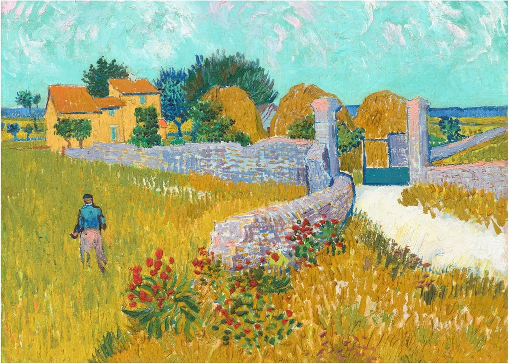 Üveg kép - Vincent van Gogh, Farmhouse in Provence, reprodukciók (70x50 cm)
