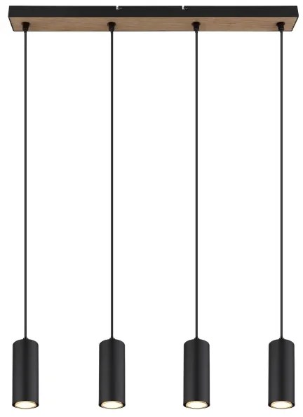 Globo 57911-4HBW - Csillár zsinóron ROBBY 4xGU10/35W/230V fekete/barna
