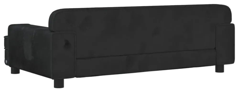vidaXL fekete bársony gyerekkanapé 90 x 53 x 30 cm